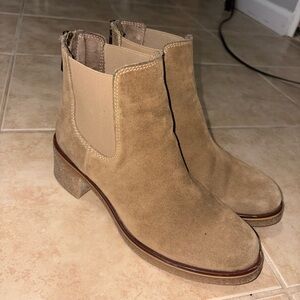 Blondo Taupe Suede Chelsea Booties